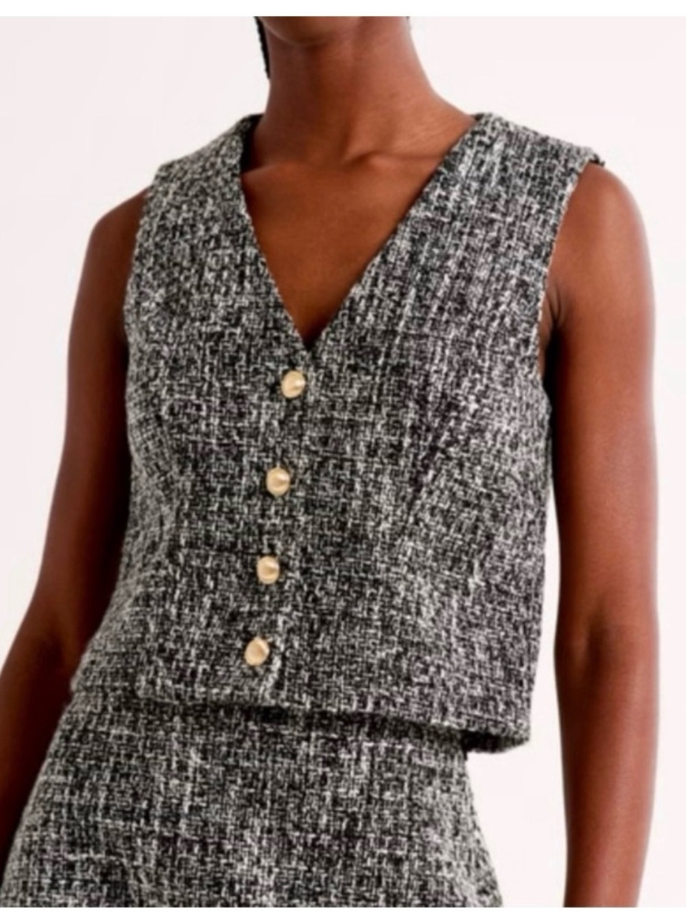 Abercrombie & Fitch Black Tweed Button Vest Size Medium